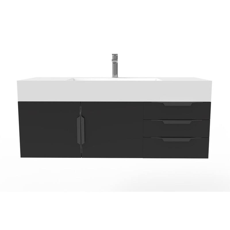 Amazon 48" Wall Mounted Bathroom Vanity Set with White Solid Surface Top