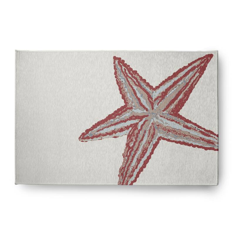 Large Starfish Nautical Indoor/Outdoor Rug - Ligonberry Red - 4' x 6'