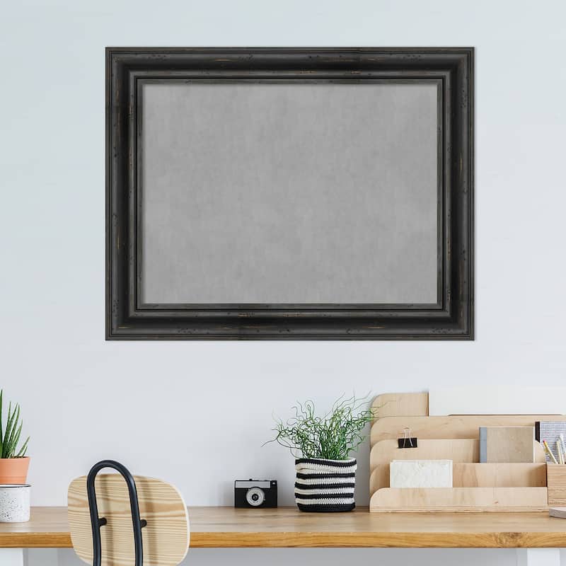 Amanti Art Rustic Pine Black Framed Magnetic Board
