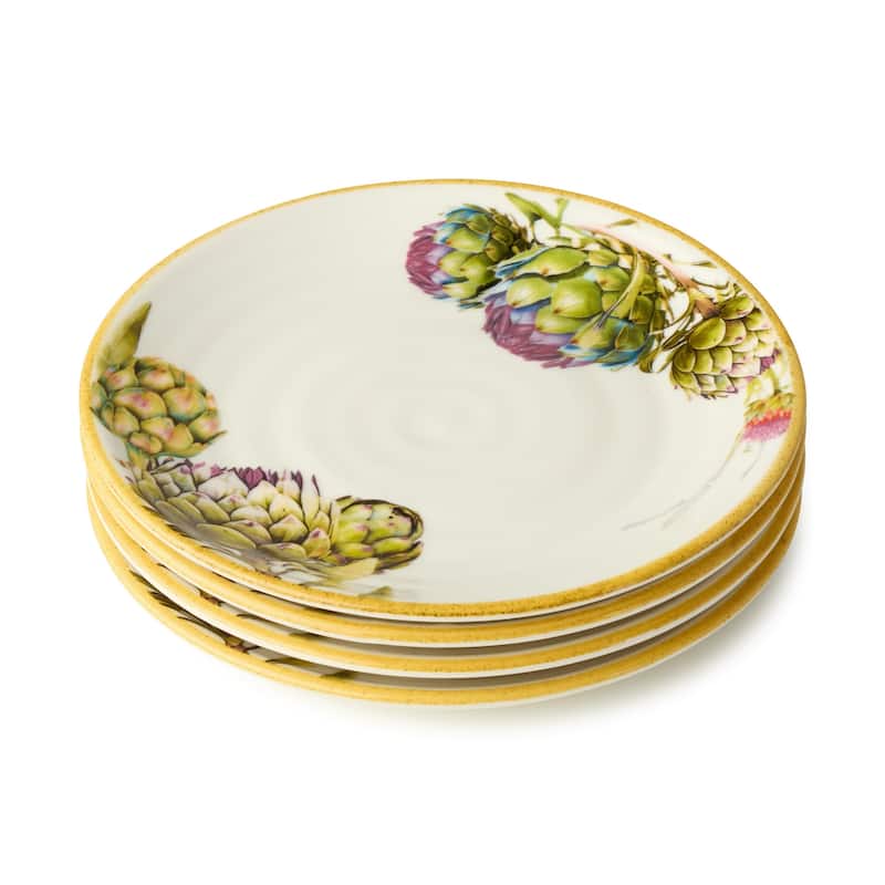 Certified International Verdura 6" Canape/Luncheon Plates,Set of 4 - 6'' W x 6'' D x 0.75'' H