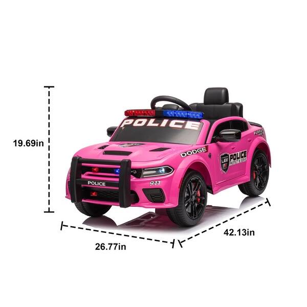 dimension image slide 0 of 3, Dodge Charger 12V Kids Police Car Ride On with Remote Control, Three Speed Adjustable, LED Lights for Children Aged 37-96 Months