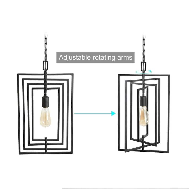 Modern Farmhouse Metal Kitchen Island Pendant 12-inch Gold Black Adjustable Lantern Light