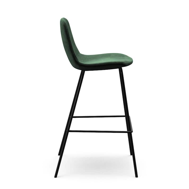 Maxine Velvet Counter Height Stools Black Legs (Set of 2)