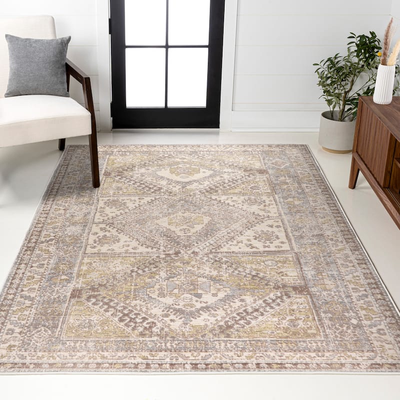 JONATHAN Y Alhambra Ornate Geometric Medallion Area Rug - 8 X 10 - Grey