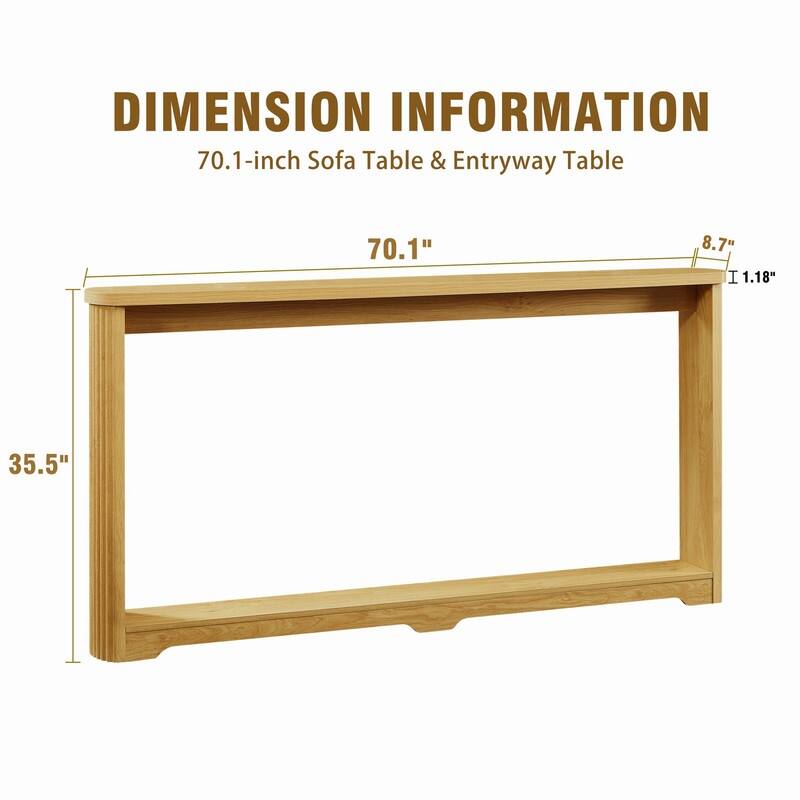 70.1" Narrow Wooden Sofa Table with Corrugated Texture for Entranceways and Living Room Décor