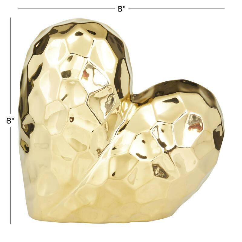 Gold, Black, Silver or White Porcelain Ceramic Dimensional Angled Origami Inspired Heart Decorative Sculpture