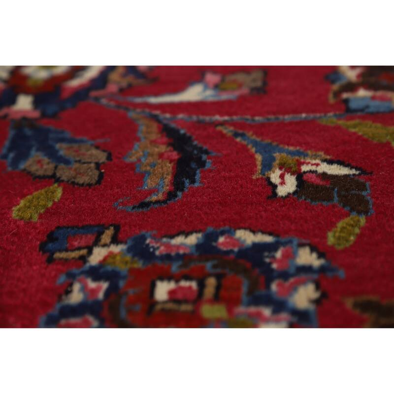 Hand Knotted Oriental 100% Wool Carpet Traditional Floral Red Mashad Area Rug - 15' 1'' X 10' 0''