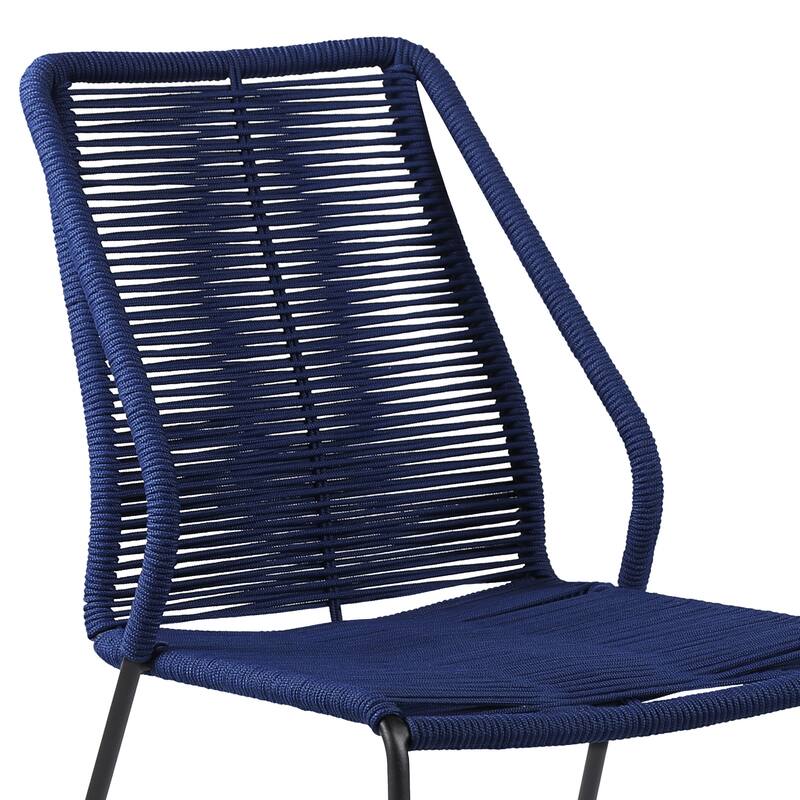 Clip Rope and Steel Indoor Outdoor Stack Dining Chairs - Set of 2