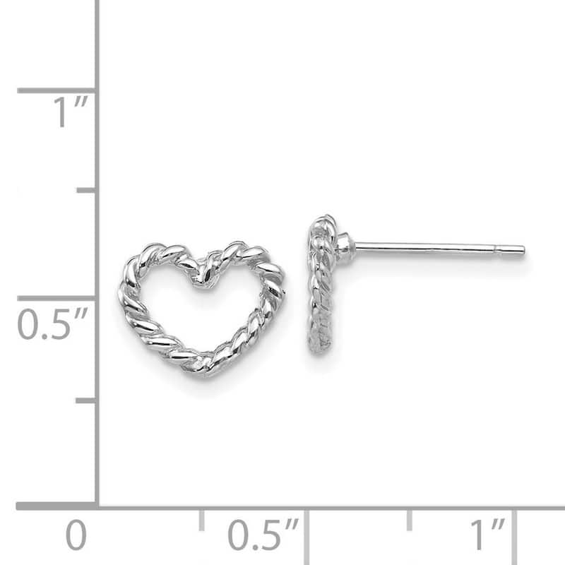 Curata 14k White Gold 10mm Textured Open Heart Post Earrings