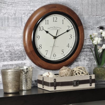 FirsTime & Co. Walnut Round Wall Clock, American Crafted, Walnut, Walnut Wood, 11.5 x 2 x 11.5 in