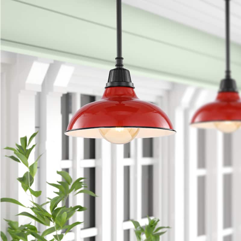 12.25" 1-Light Indoor/Outdoor Iron LED Pendant, by JONATHAN Y - 12.25