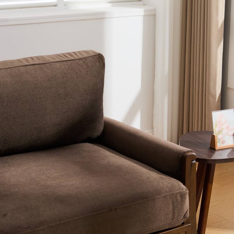 Christopher Knight Home - Mid-Century Modern 3-Seater 74" Upholstered Sofa with Solid Wood Frame