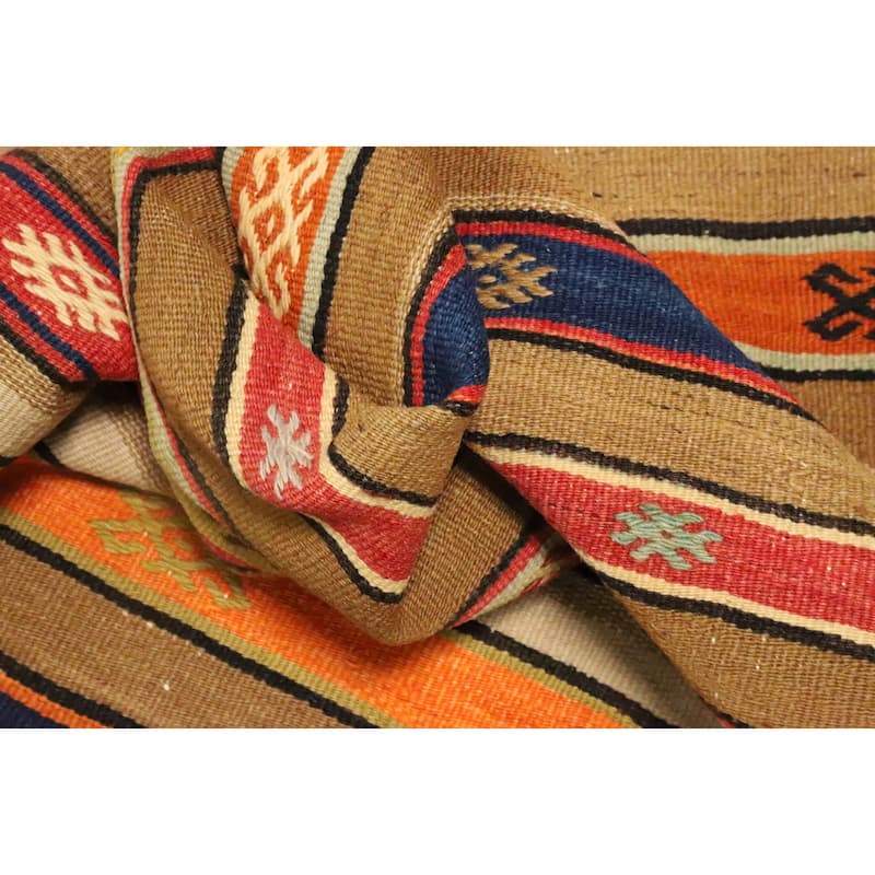 Hand Woven Oriental 100% Wool Carpet Southwestern Tribal Multi-Colored Kilim Area Rug - 7' 10'' X 4' 9''