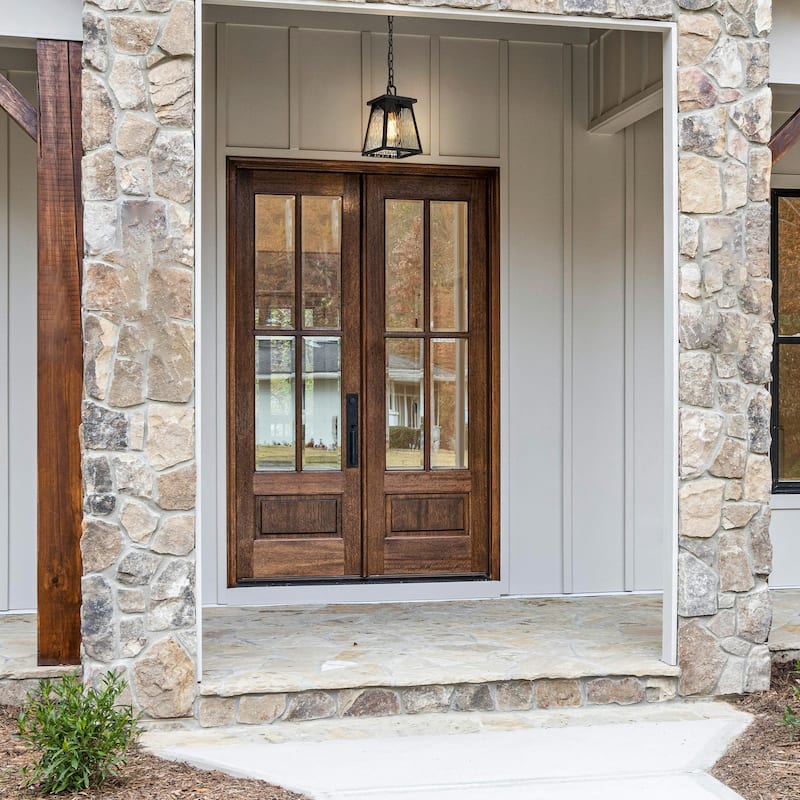 Modern Farmhouse Outdoor Pendant Rippled Glass Lantern Pendant Light