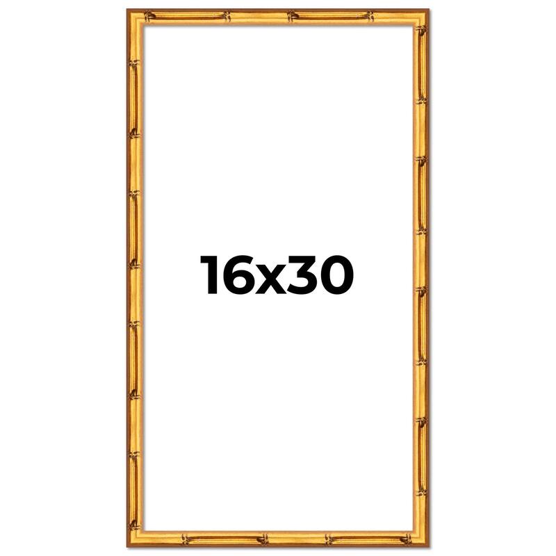 16x30 Frame Gold Bamboo Picture Frame Modern Photo Frame Includes UV Acrylic Shatter Guard Front Acid Free Foam Backing Board