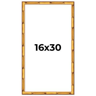 16x30 Frame Gold Bamboo Picture Frame Modern Photo Frame Includes UV Acrylic Shatter Guard Front Acid Free Foam Backing Board