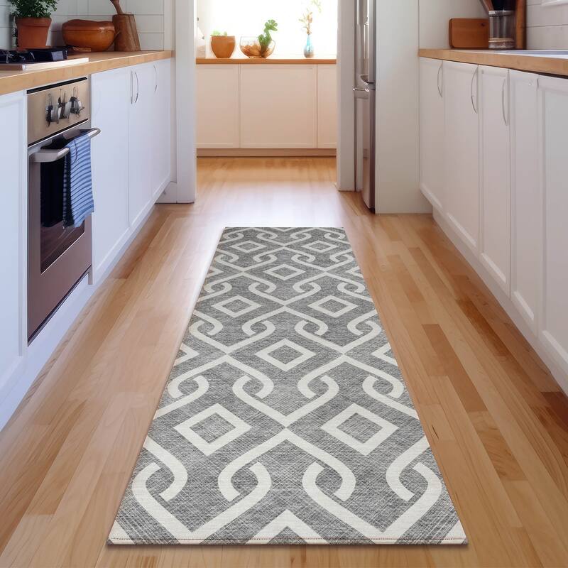 Premium Washable Super Soft Modern Medallions Mayfield Rug - Gray - 2' 3" x 7' 6" - Runner