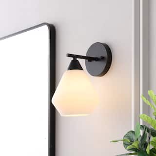SAFAVIEH Lighting Lyona 9-inch Wall Sconce (Set of 2) - Black/White - 7"W x 9"D x 11"H