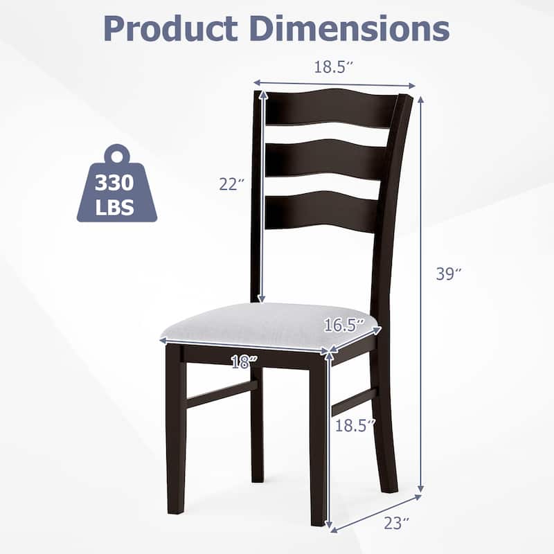 Gymax Dining Chairs Set of 4 Fabric Rubber Wood Legs Padded Seat Wavy