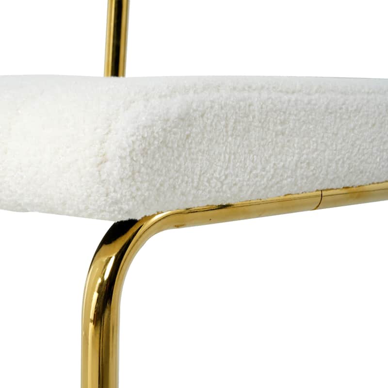 Modern simple light luxury dining chair White chair Family bedroom stool back Dressing chair Student chair Metal legs (g
