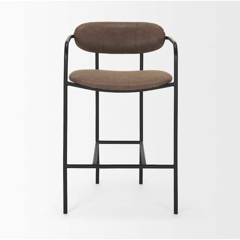 Parker Muted Brown Faux Leather w/ Black Metal Counter Stool