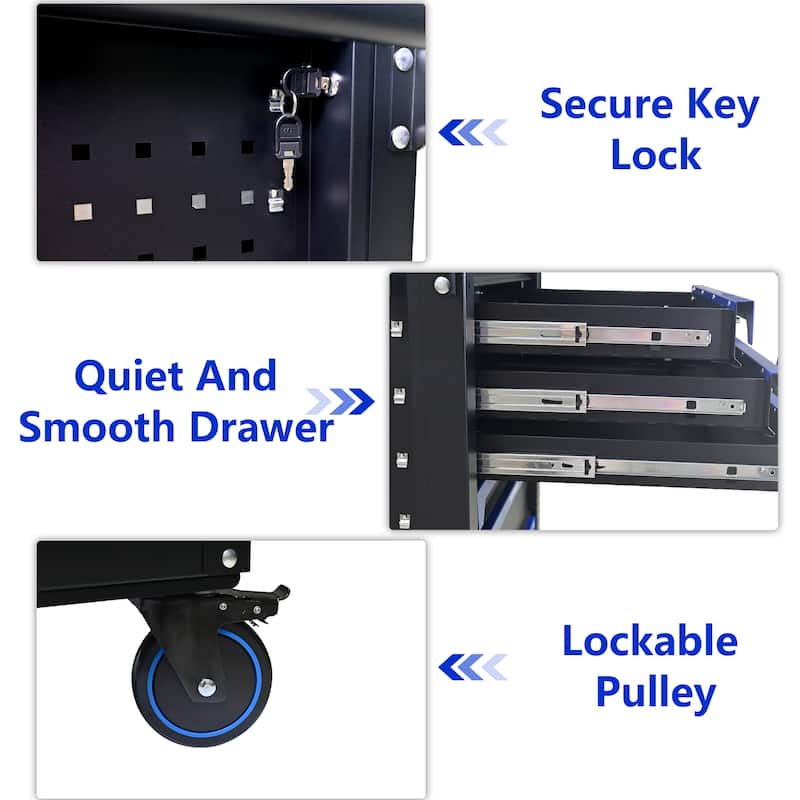 Industrial-Strength Rolling Tool Cart with 7 Drawers, 30" Steel Workbench Cabinet