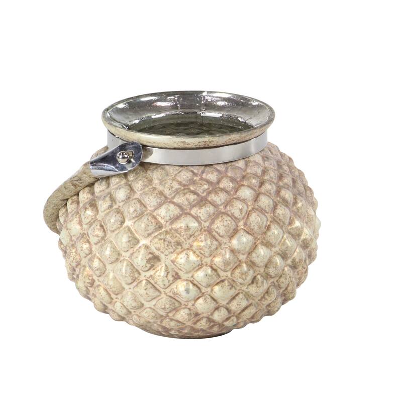 Green Glass Natural Candle Holder Set of 2 9 x 11 x 11