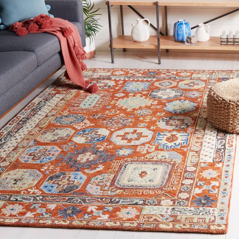 SAFAVIEH Handmade Aspen Azin Boho Tribal Wool Rug - 4' x 6' - Rust/Ivory