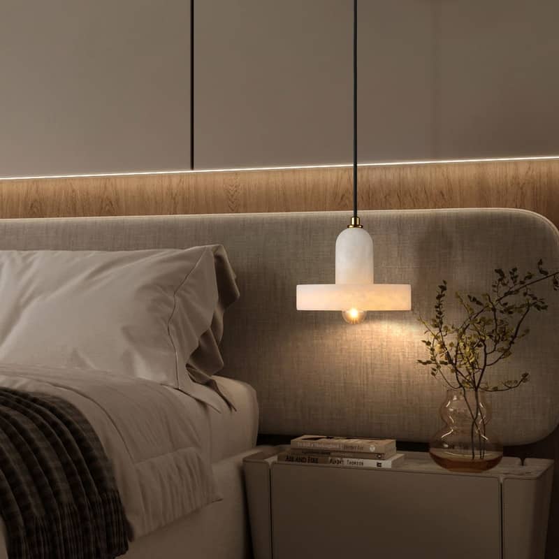 Alabaster Pendant Light for 7.9" Spanish Marble Shade Hanging Light Fixture