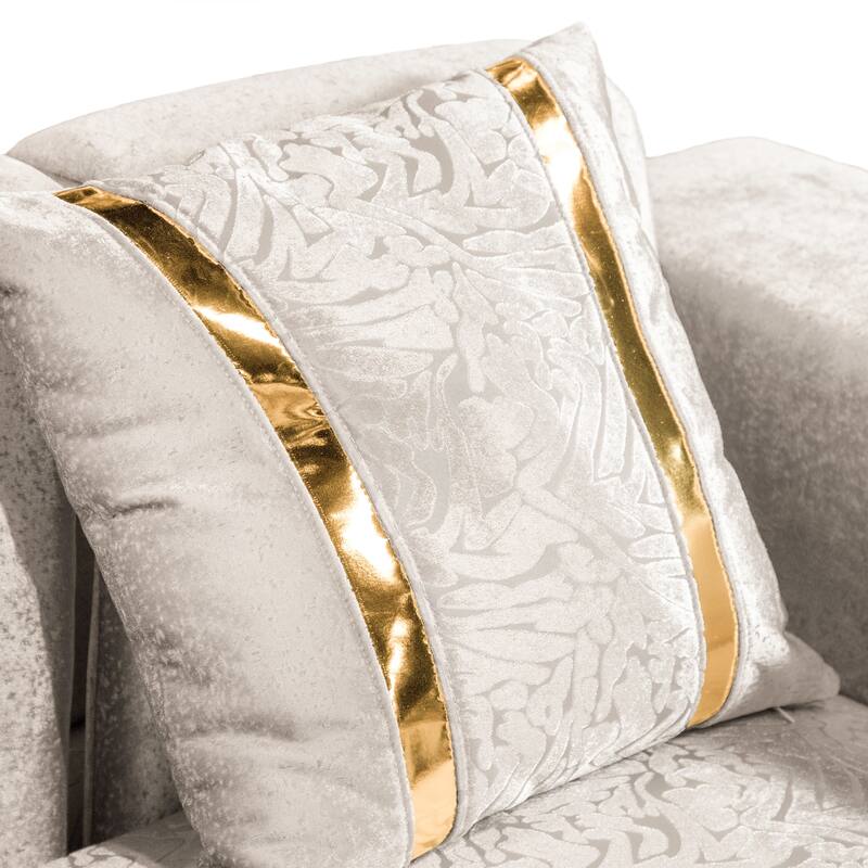Furniture of America Maxine Glam Solid Wood Loveseat with Accent Pillows