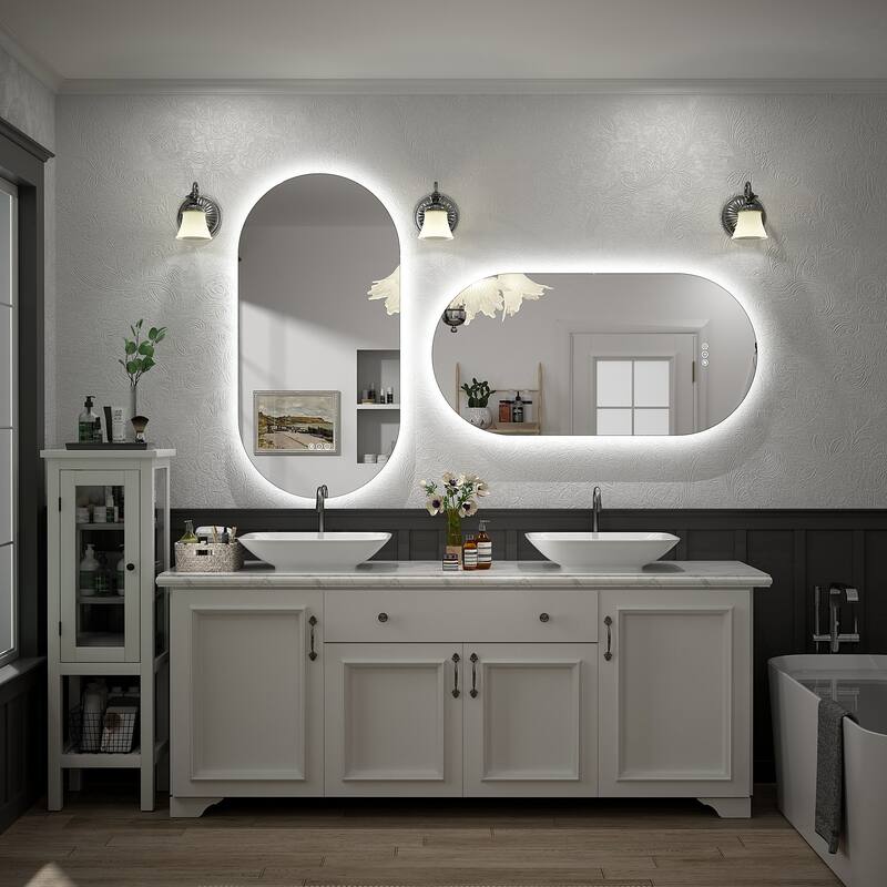 UL Certified Oval LED Lighted Anti-fog Wall Bathroom Vanity Mirror