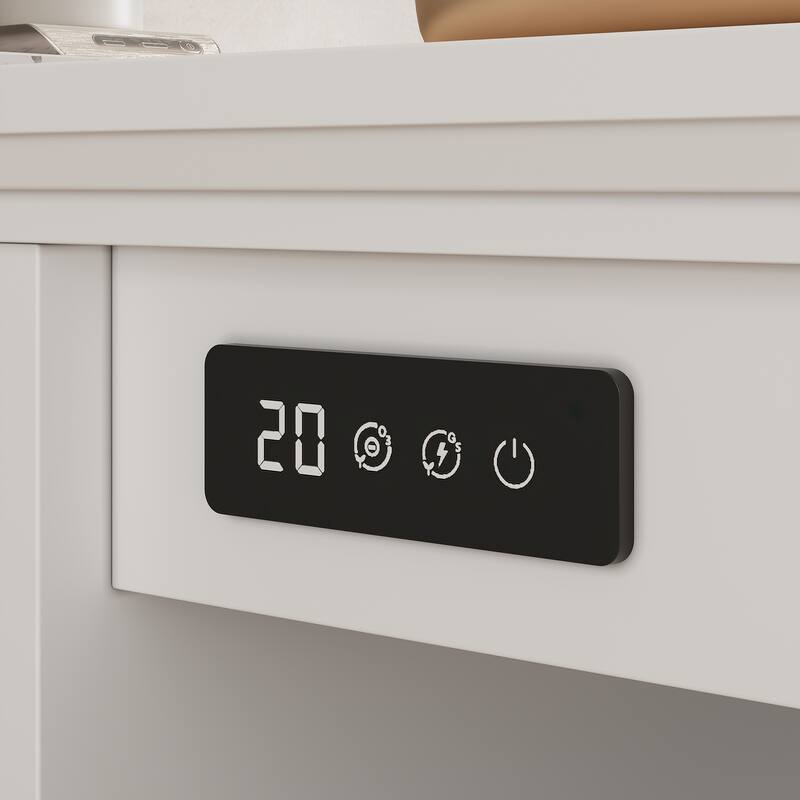 Ozone Deodorizing Tilt-Out Wooden Trash Cabinet with Hidden Bin – Odor Removal Waste Bin Cabinet for Kitchen and Laundry Room