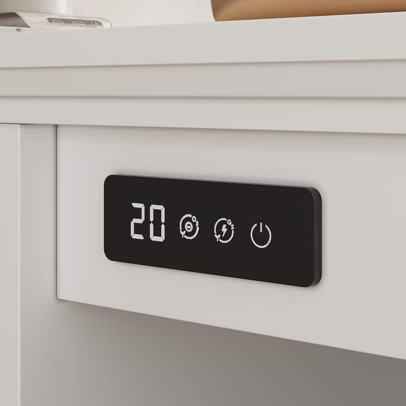 Tilt Out Trash Cabinet with Ozone Odor Control, Wooden Hidden Garbage Bin Cabinet for Kitchen, Laundry Hamper Cabinet
