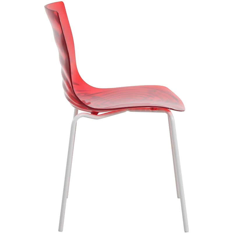 Ergonomic Dinning Chair Ripple Design in White Base Seat Set of 4