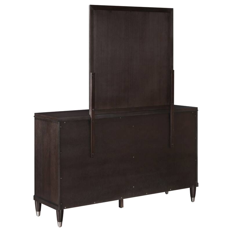6-Drawer Brown Dresser with Mirror, Smooth Glide Hardware, and Rich Finish for Modern Bedroom Storage
