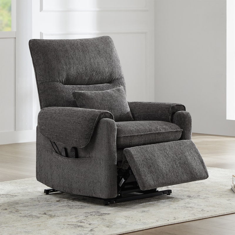 30" Power Lift Assist Recliner Arm Chair Steel Gray Chenille - Gray