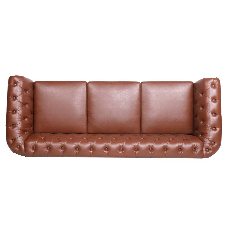 84.65" Rolled Arm Chesterfield 3 Seater Sofa