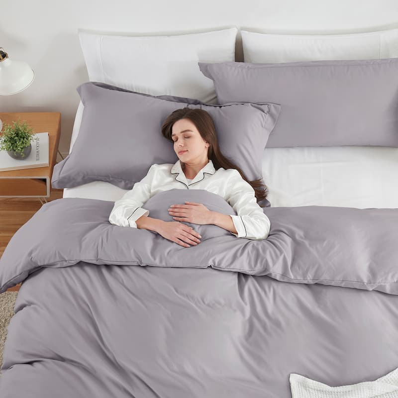 Emperyan 3 Piece Duvet Cover Sets, Soft Double Brushed Duvet Covers with Button Closure