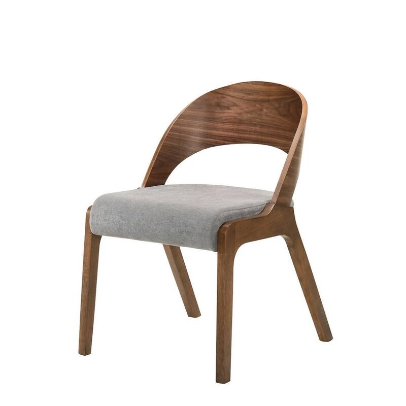 Set of Two Gray Walnut Fabric Modern Dining Chairs