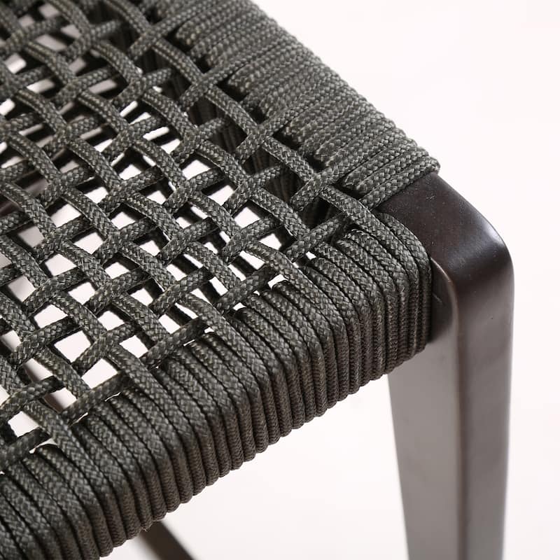 Brielle Solid Eucalyptus Wood and Rope Outdoor Patio Counter Height Bar Chair