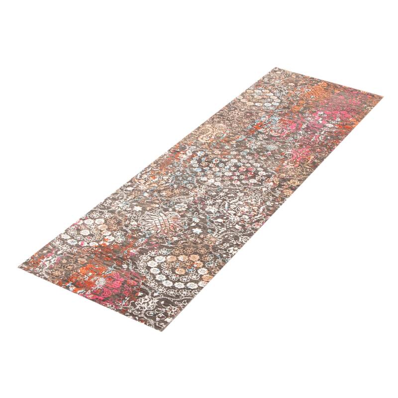 ECARPETGALLERY Hand-knotted Heritage Grey Silk, Wool Rug - 2' 7" x 8' 1"