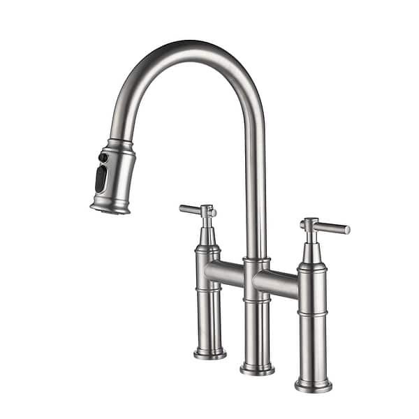 Bridge Kitchen Faucet With Pull-Down Spray - Overstock - 34424248