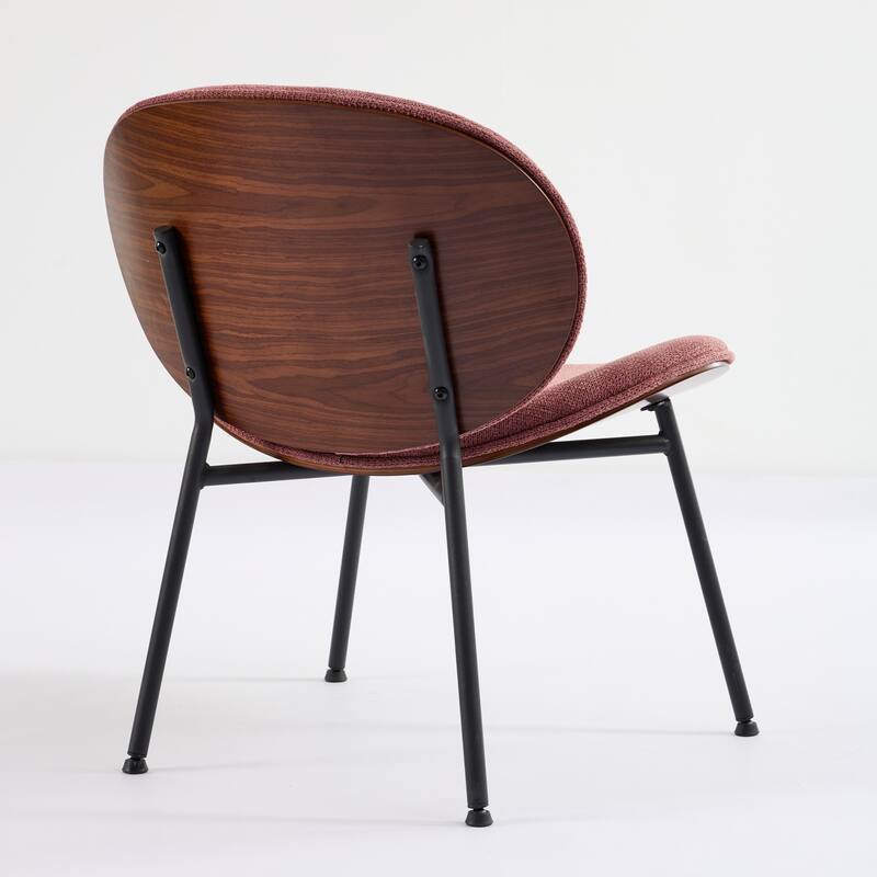 Roomfitters Mid-Century Modern Shell Chair, PU Leather Accent Lounge Chair with Walnut Wood Finish and Metal Legs