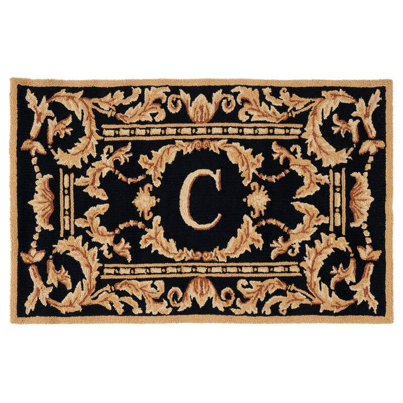SAFAVIEH Handmade Monogram Berendine Casual Rug - 2'6" x 4' - C - Black - Rectangle