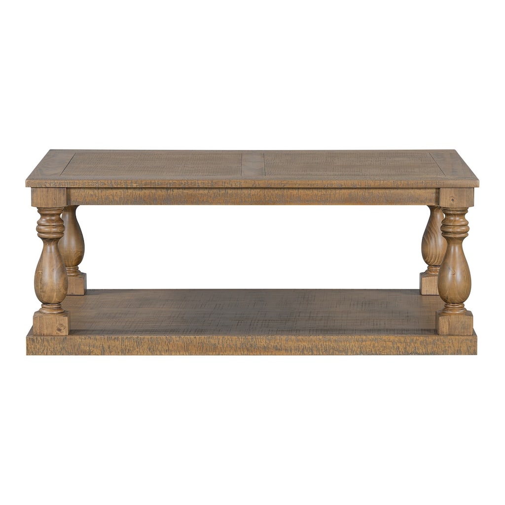 Wood Pine 45.2-in W x 17.7-in H Coffee Table - 45.2" x 17.7"