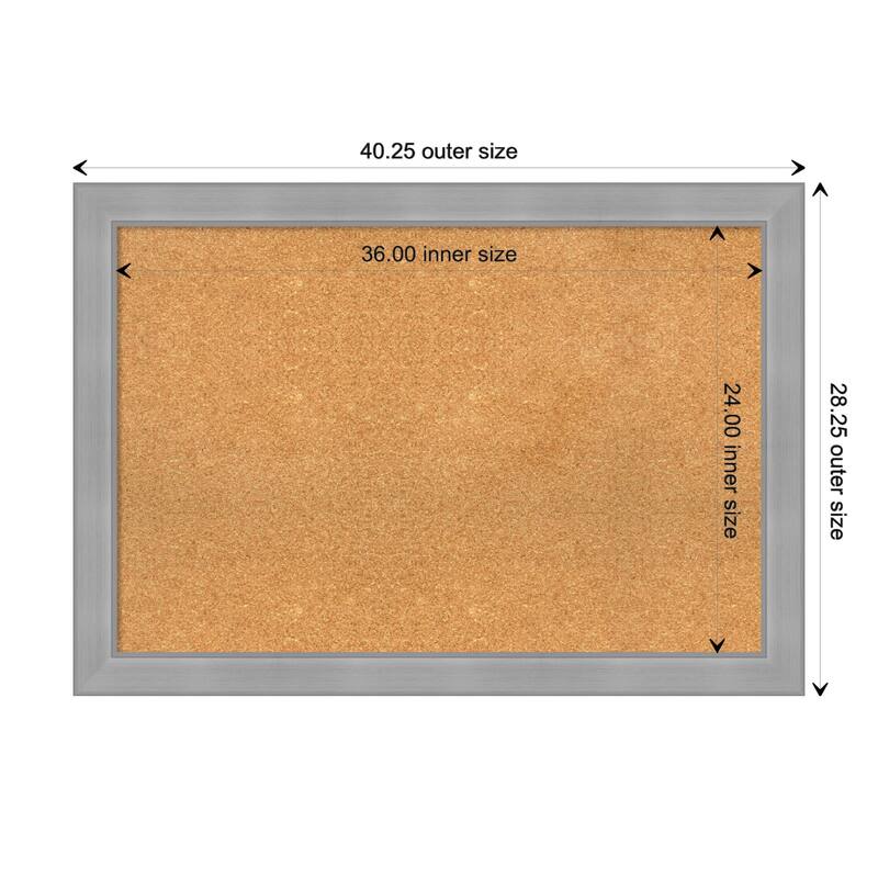 Vista Brushed Nickel Framed Cork Bulletin Memo Board