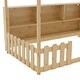 preview thumbnail 7 of 34, Kids Twin Floor Bed with Roof Frame and LED Light, Wooden House Bed with Bookshelf Storage and Guardrails