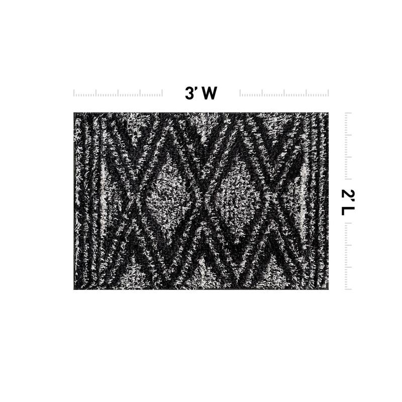 Geometric Shag Area Rug - Durable for Living Room, Bedroom - Polyester with Jute Backing - Anthracite Dark Gray and White