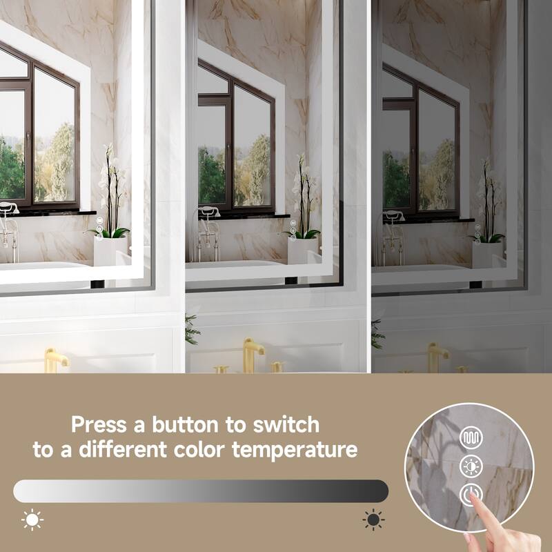 Black Tempered Mirror Dual LED Light StripsFront and Back Lighting