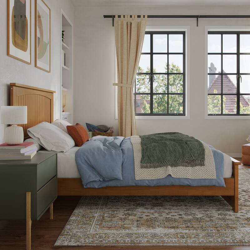 Naples Solid Wood Low Profile Platform Bed with Matching Footboard